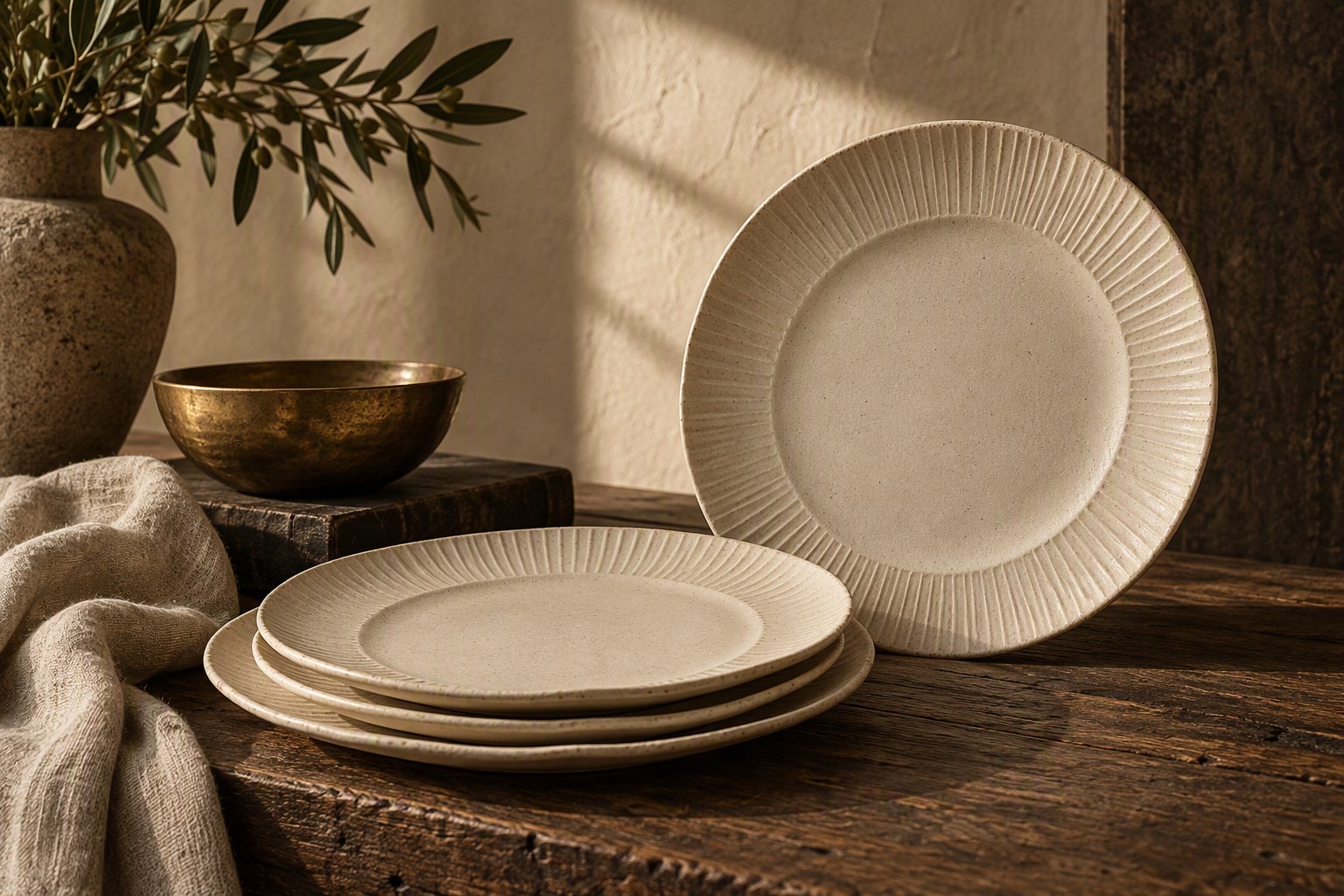 Handmade Carra stoneware plates